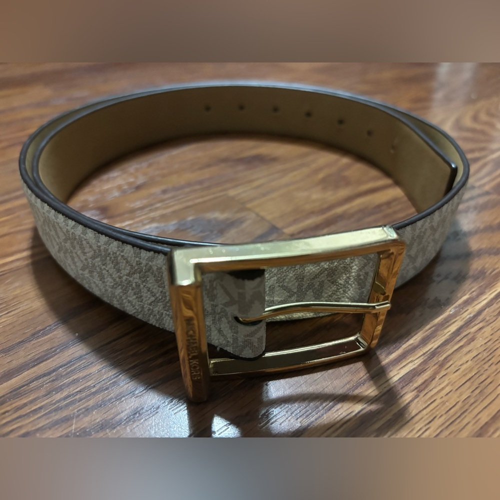 Michael Kors Beige and Gold Belt